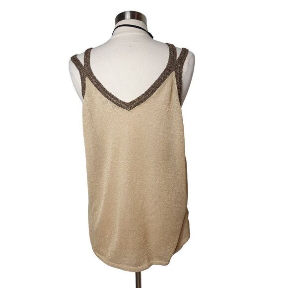 Women's Plus Sleeveless Tank Gold Metallic Dressy Shell Sleeveless Sz 22/24 - Picture 6 of 8